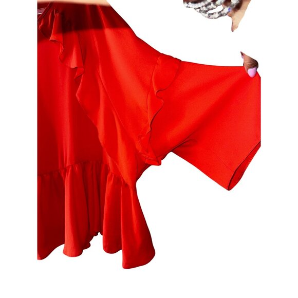 Asos Orange Ruffled Blouse Plus Size 20 Boho Romantic Statement Top Hippie Shirt - Picture 3 of 9